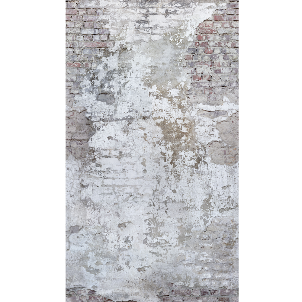 Papier peint panoramique L Stressed brick Gris béton Satiné