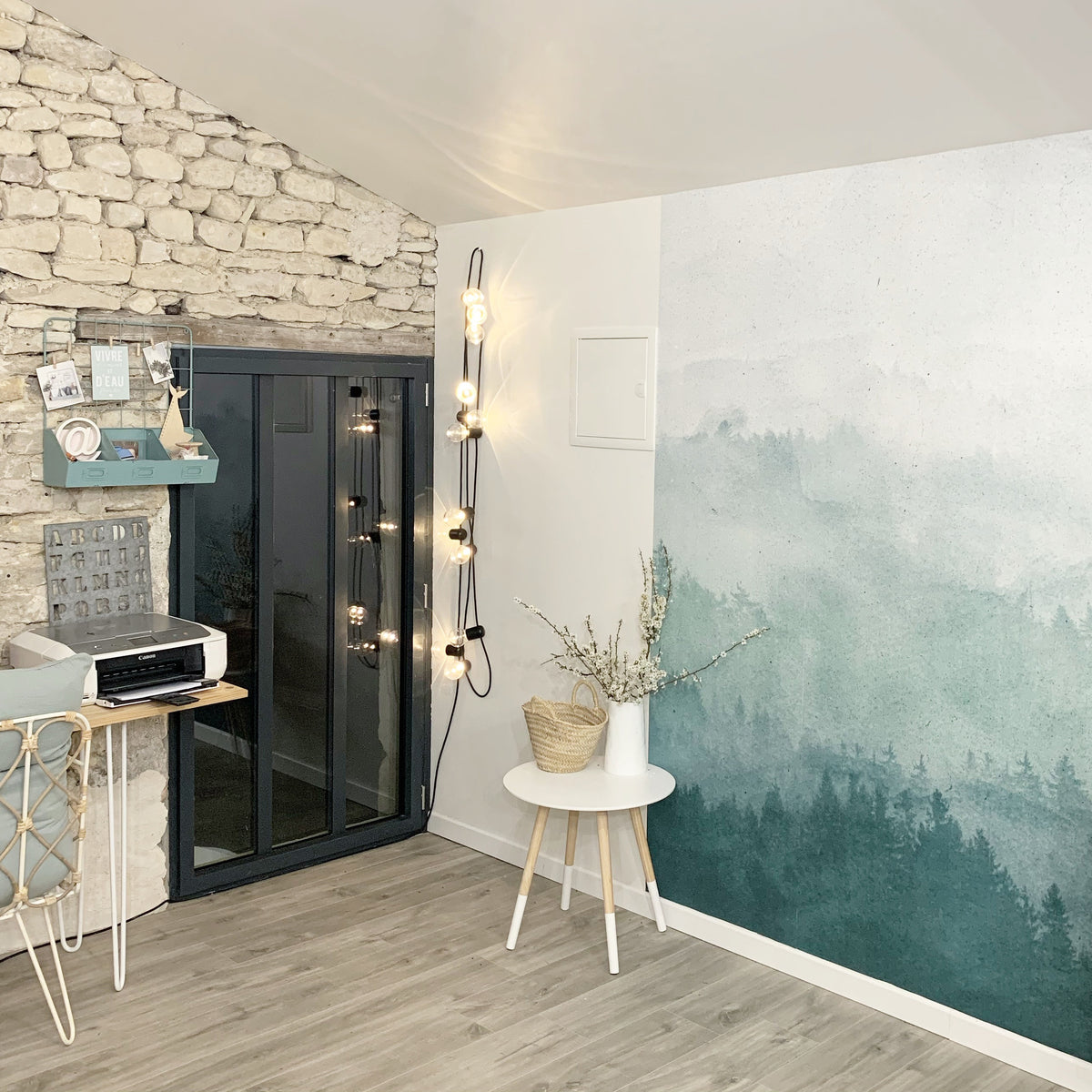 Papier peint panoramique L Landscape Vert moyen Satiné