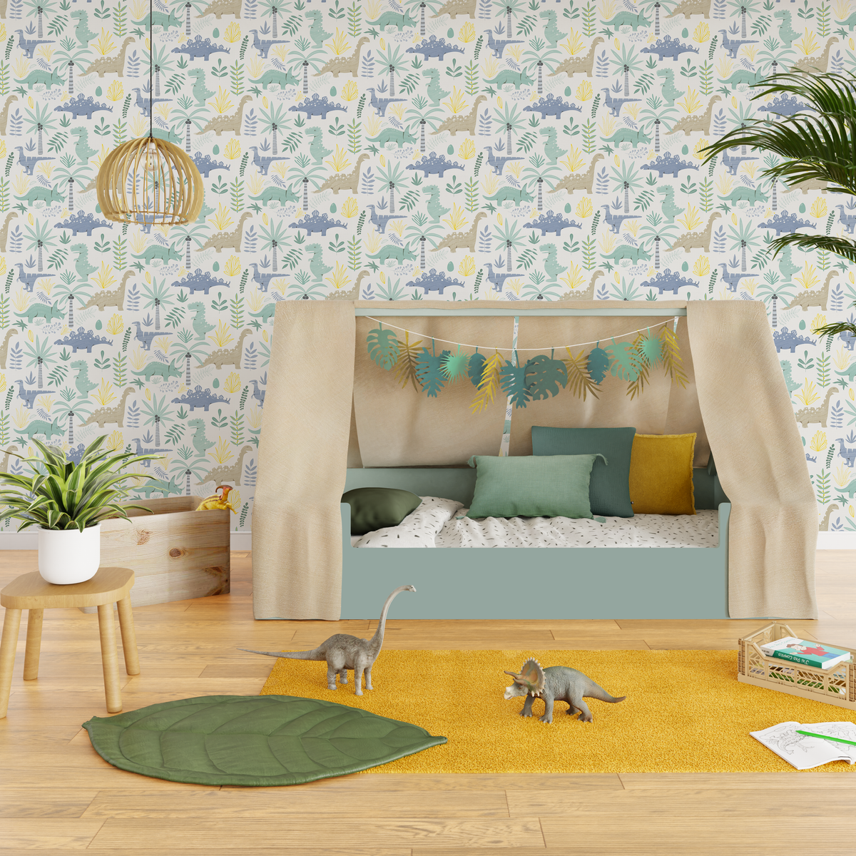4MURS Papier peint intissé Dino Multicolore