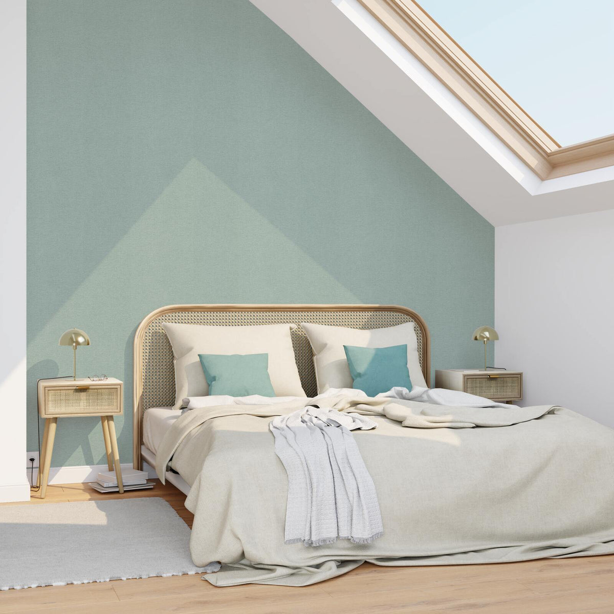 Papier peint intissé Florentine Vert céladon Trame