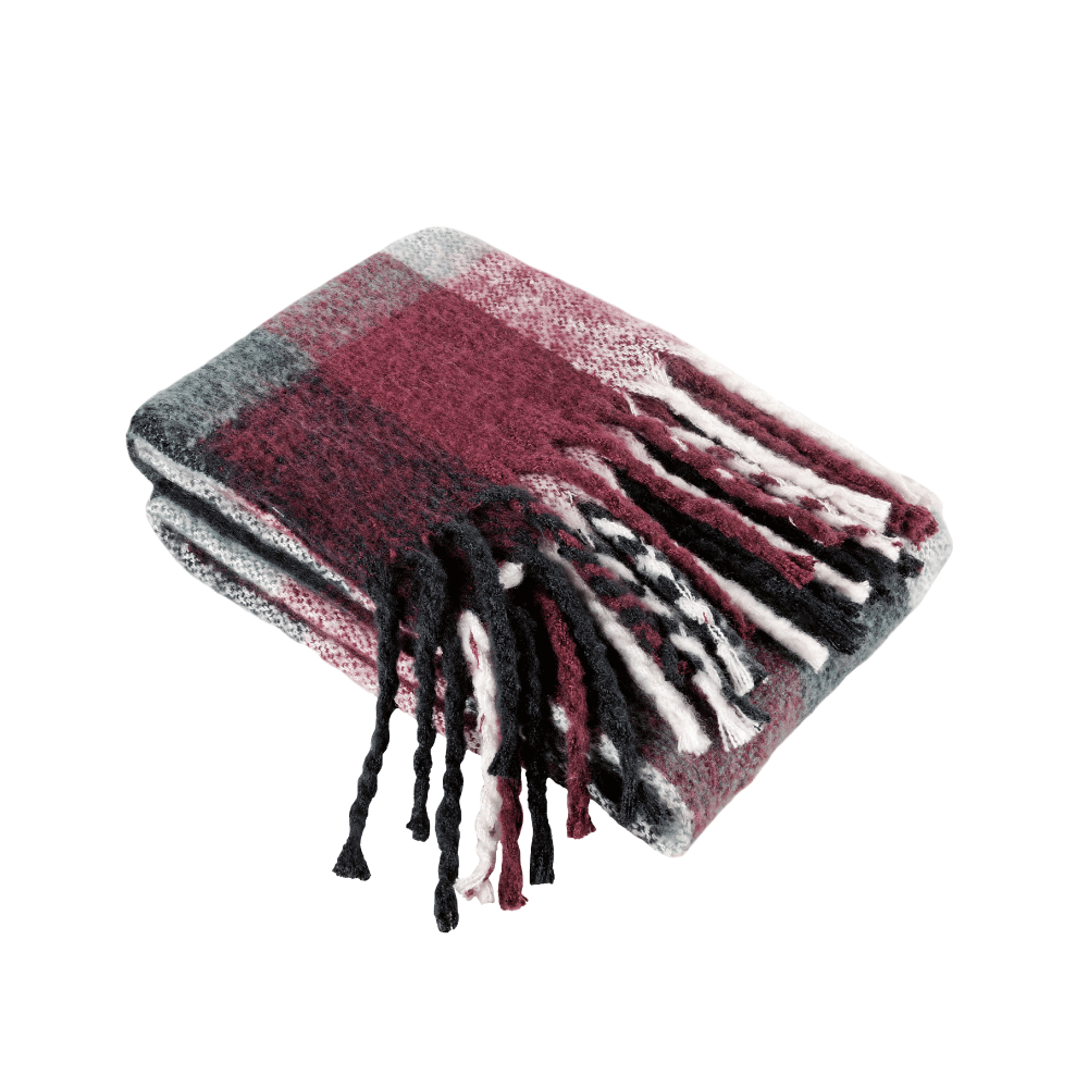 Plaid franges Sorn Bordeaux