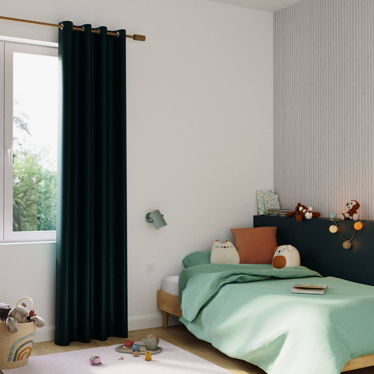 Rideau 100% occultant Mann Bleu pétrole