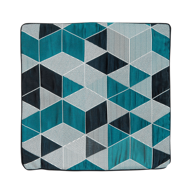 Housse de coussin ARLETTY coloris bleu vert 40 x 40 cm