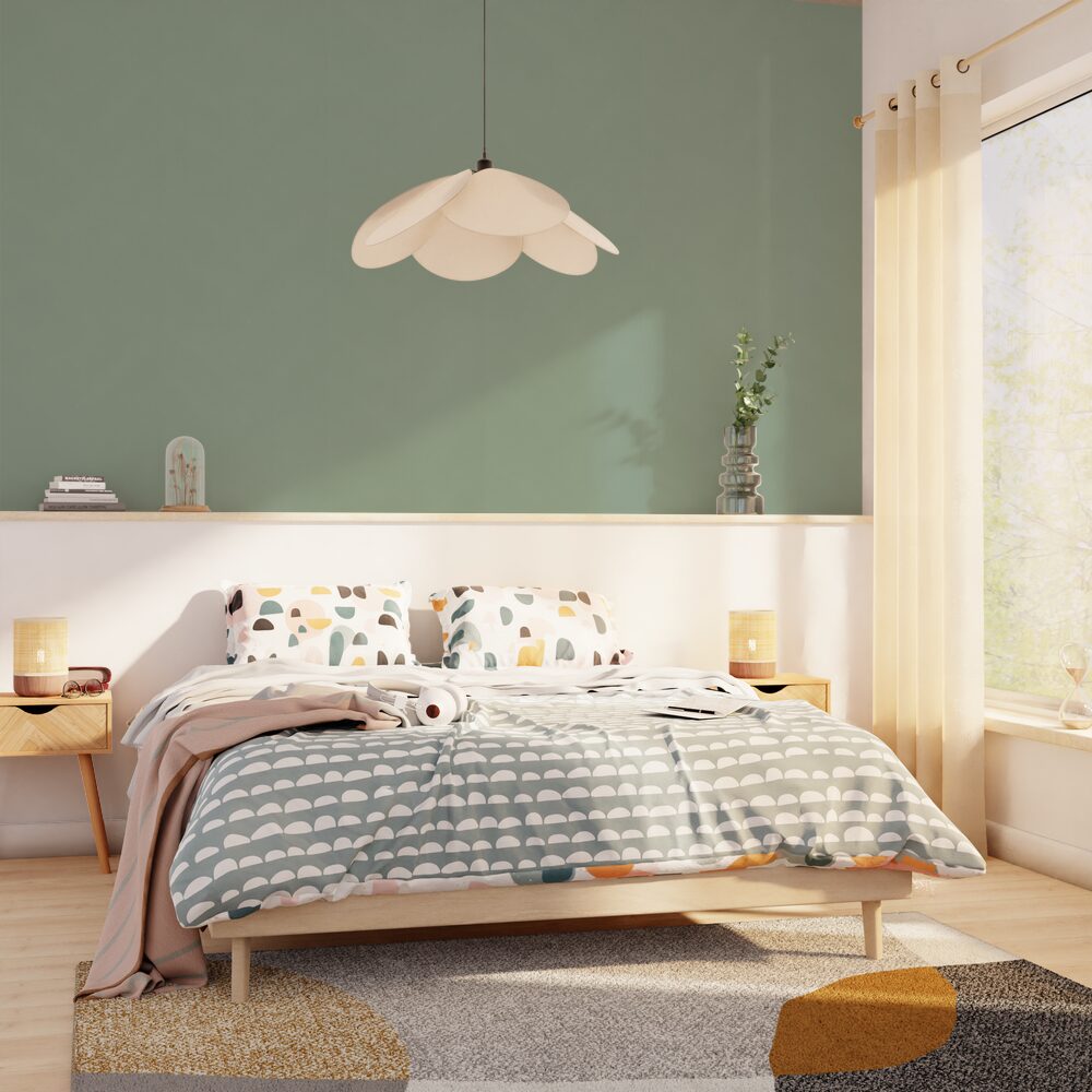 4MURS Papier peint intissé Opal Vert de gris Lisse