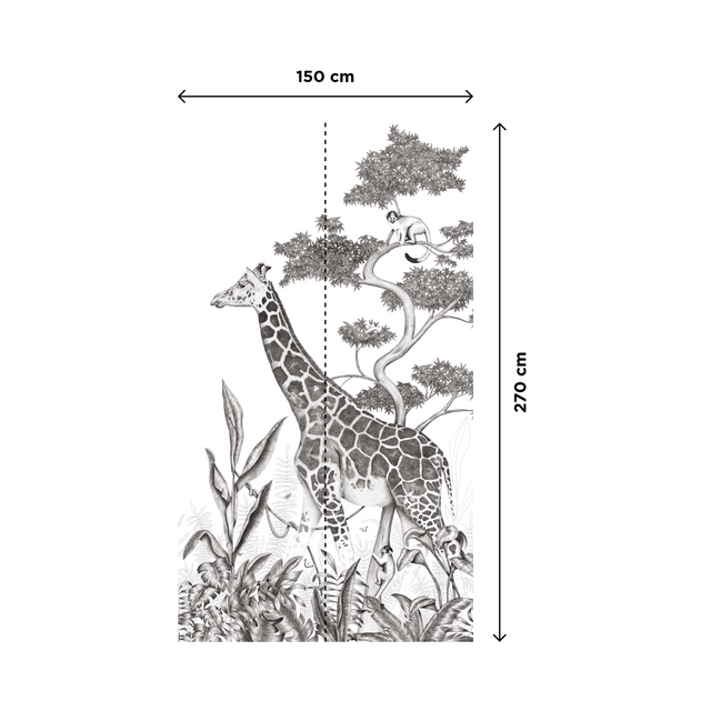 Papier peint panoramique L BLACK JUNGLE GIRAFE 150 x 270 cm