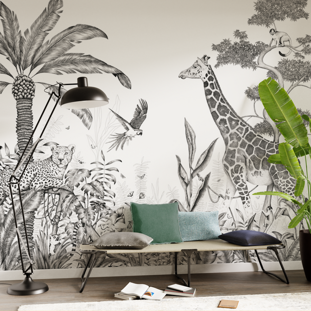 4MURS Papier peint panoramique XL BLACK JUNGLE 300 x 270 cm