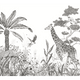 4MURS Papier peint panoramique XL Black jungle Noir et blanc Satiné