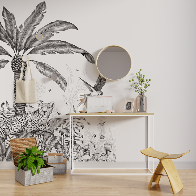Papier peint panoramique L BLACK JUNGLE LEOPARD 150 x 270 cm