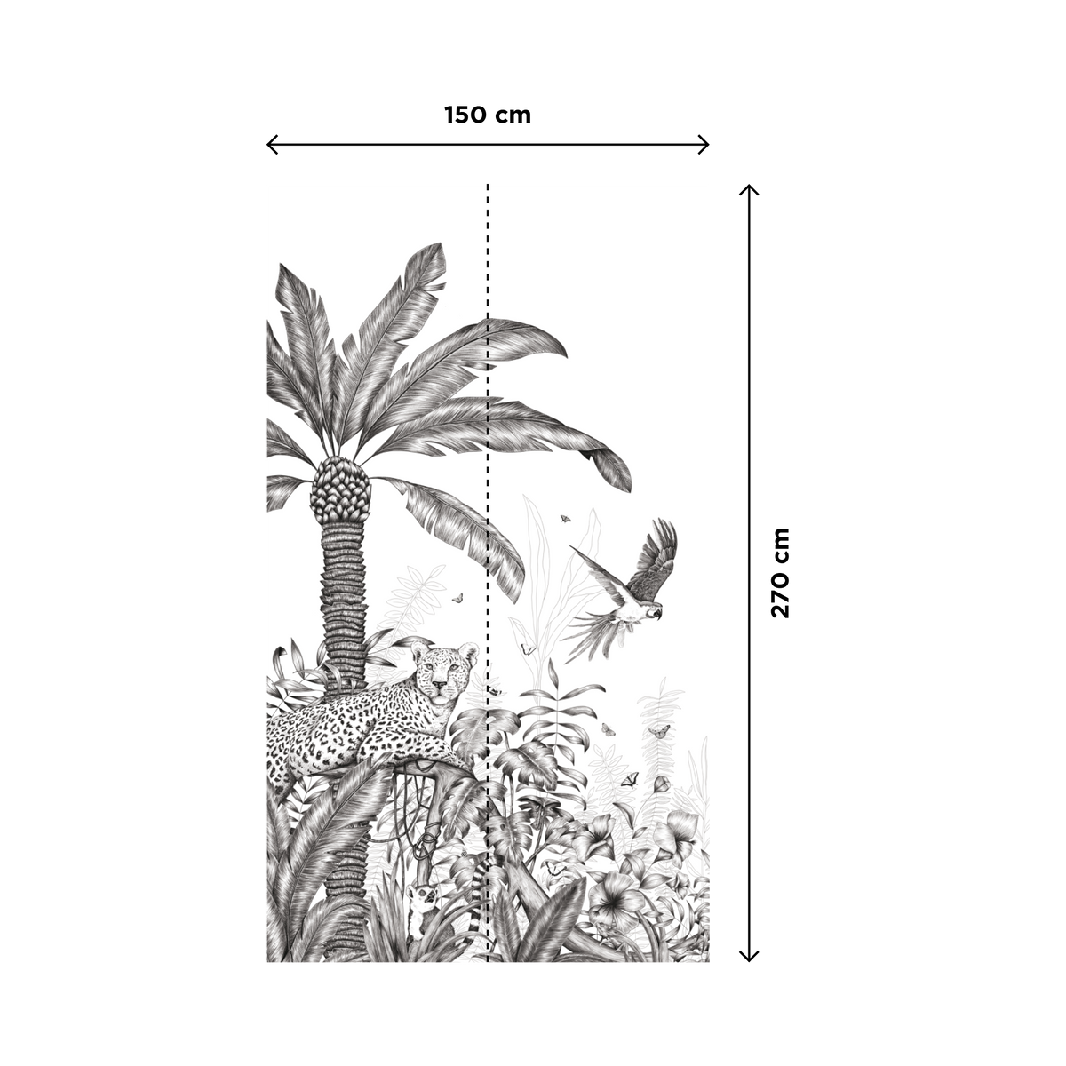 4MURS Papier peint panoramique L Black jungle leopard Noir Mat