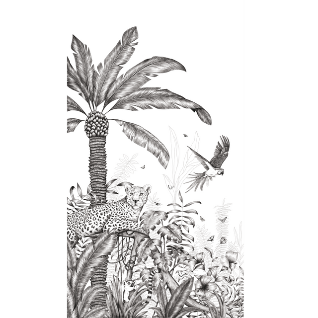 Papier peint panoramique L BLACK JUNGLE LEOPARD 150 x 270 cm