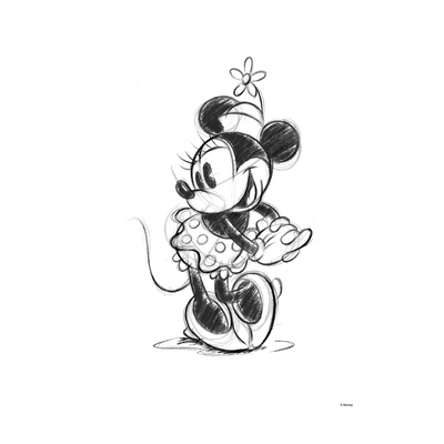 DISNEY Toile imprimée Minnie sketch Noir et blanc