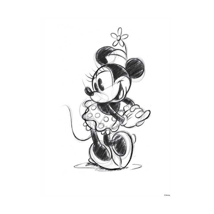 DISNEY Toile imprimée Minnie sketch Noir et blanc