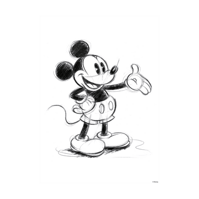 DISNEY Toile imprimée Mickey sketch Noir et blanc