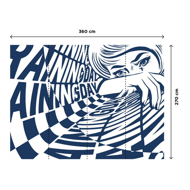 Papier peint panoramique XL RAINING DAY X NAIRONE 360 x 270 cm bleu jean