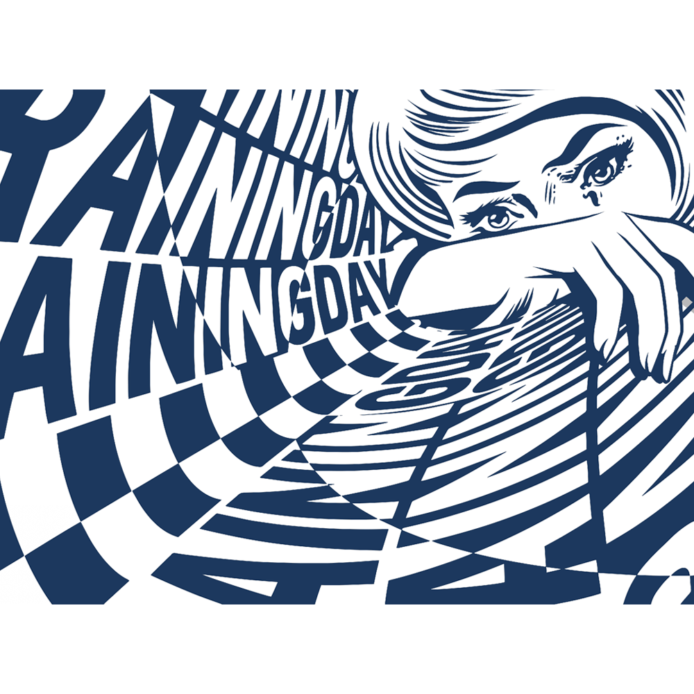 Papier peint panoramique XL Raining day x nairone Bleu jean