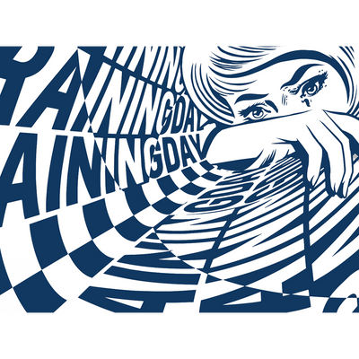Papier peint panoramique XL Raining day x nairone Bleu jean