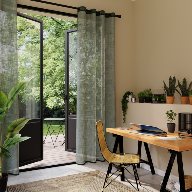 Voilage MICAO coloris vert sauge 145 x 240 cm