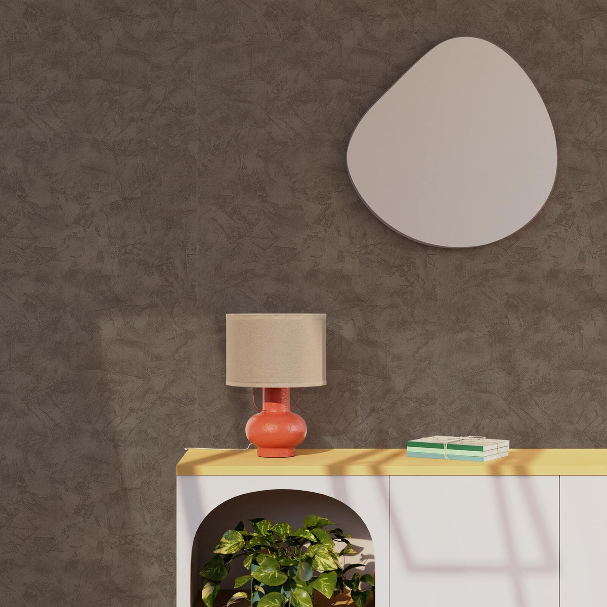 Papier peint intissé Ravenne Marron glacé Crépi grésé