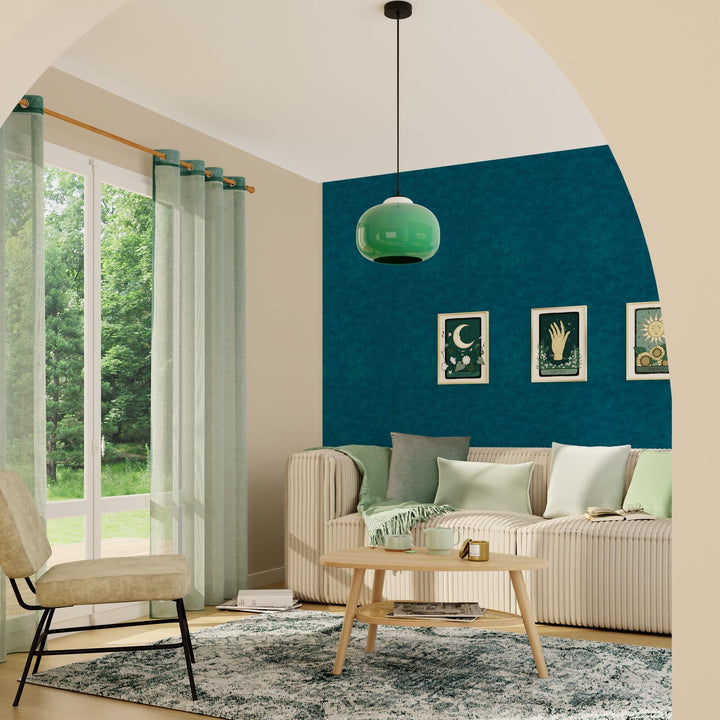 Papier peint intissé Ravenne Bleu pétrole Crépi grésé