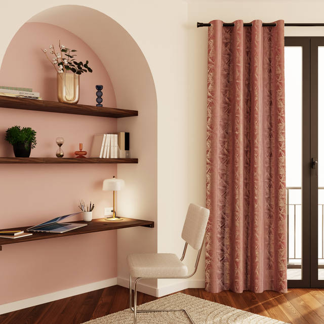 Rideau IVANA coloris rose grisé 140 x 260 cm