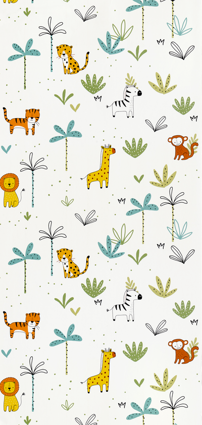 4MURS Papier peint intissé Masai mara Vert kaki, jaune et orange