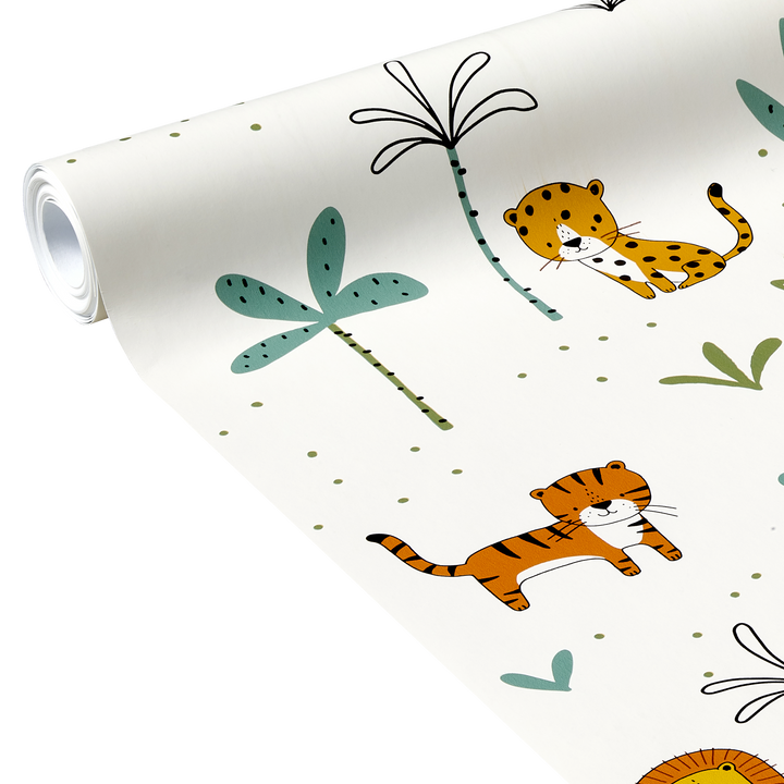 4MURS Papier peint intissé Masai mara Vert kaki, jaune et orange