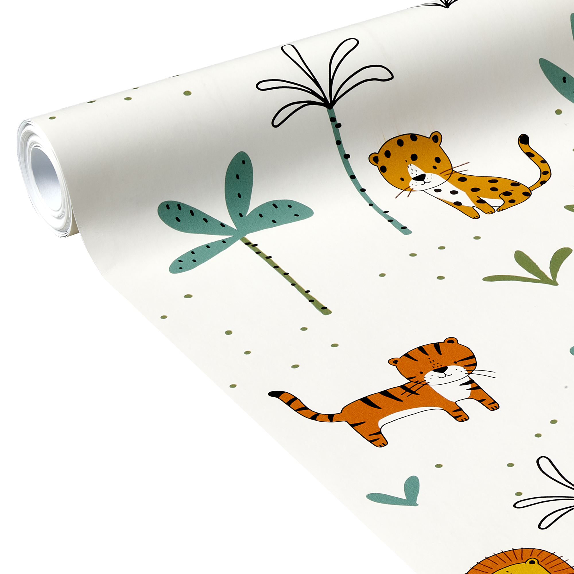 Papier peint intissé MASAI MARA vert kaki, jaune et orange