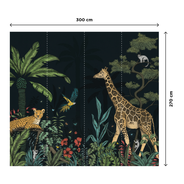 Papier peint panoramique XL NIGHT COLOR JUNGLE 300 x 270 cm