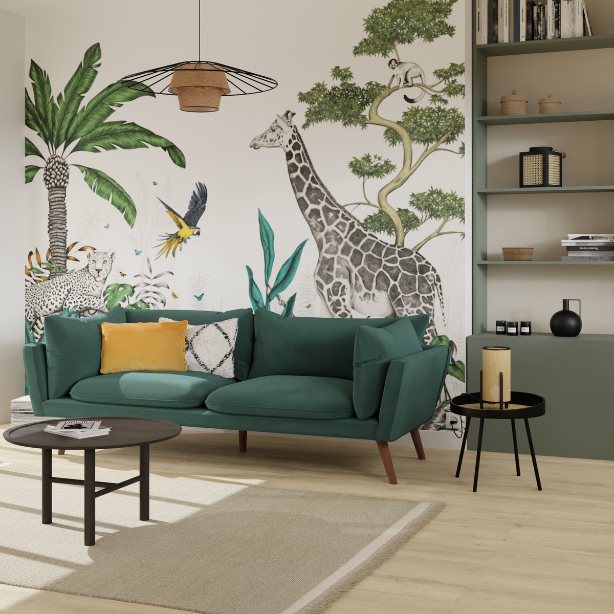 4MURS Papier peint panoramique XL Day color jungle Multicolore Mat