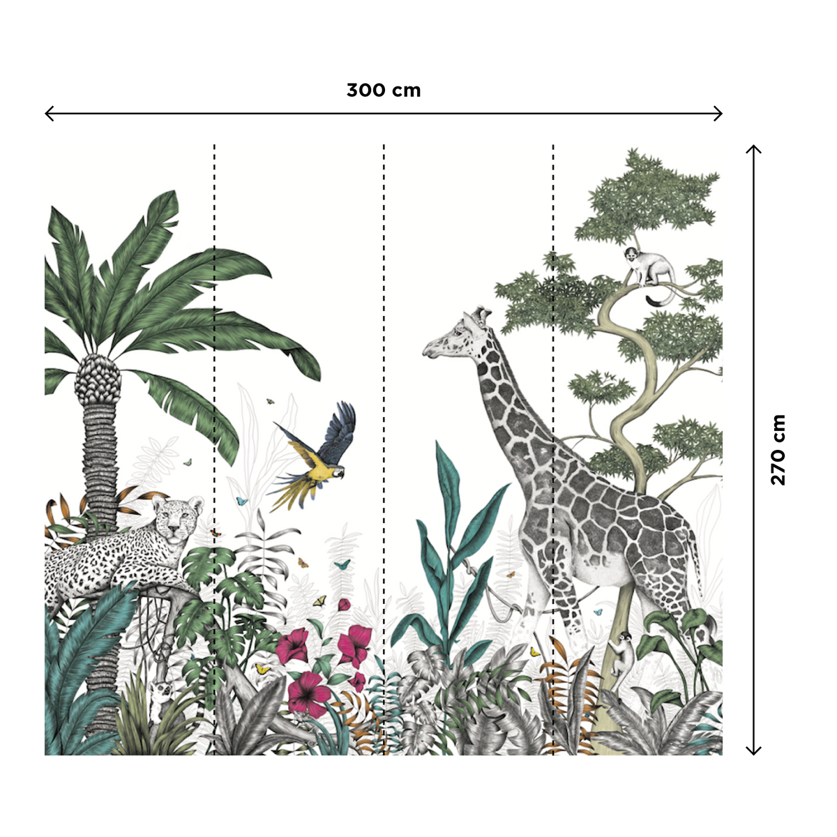 4MURS Papier peint panoramique XL Day color jungle Multicolore Mat