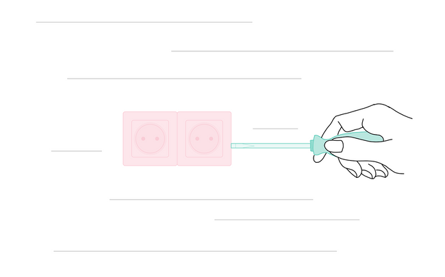 Dessin de main tenant un tournevis pour retirer les prises du mur