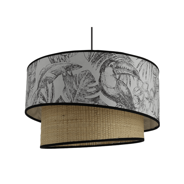 Suspension JUNGLE LEAF coloris noir et blanc 22,5 x 38 cm