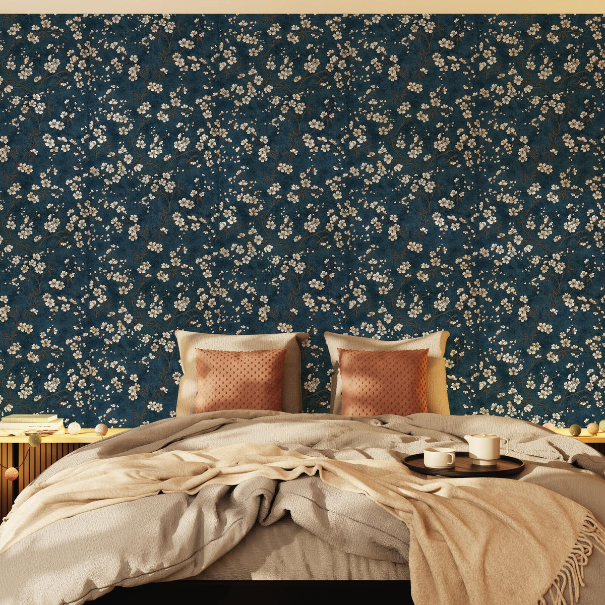Papier peint intissé Florentine blossom Bluestone