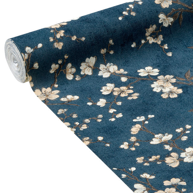 Papier peint intissé FLORENTINE BLOSSOM coloris bluestone