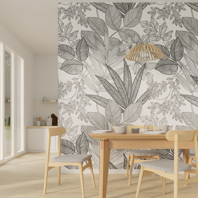 Papier peint panoramique L Mahana Noir et blanc Satiné