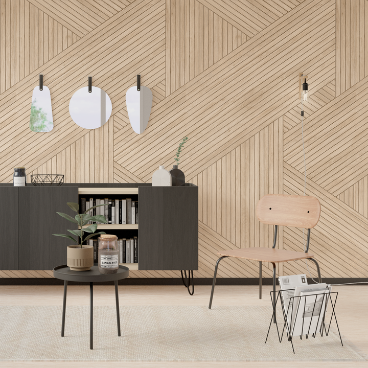 Papier peint panoramique L Blake Bois clair Satiné