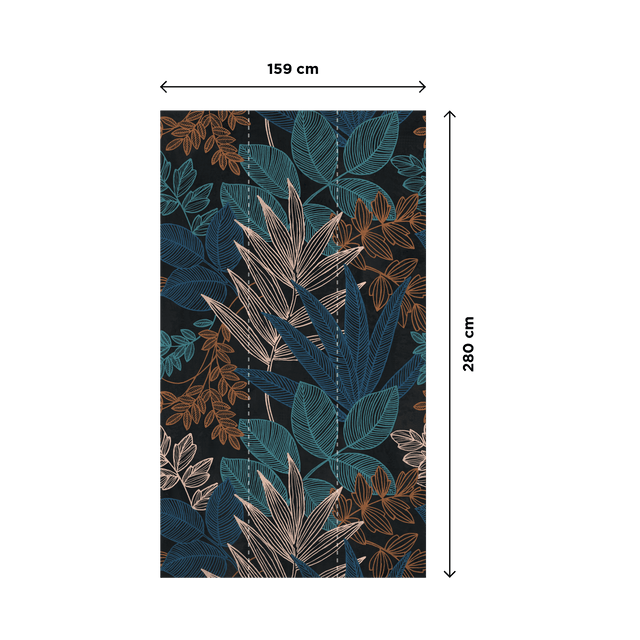 Papier peint panoramique L MAHANA 159 x 280 cm bleu et noir