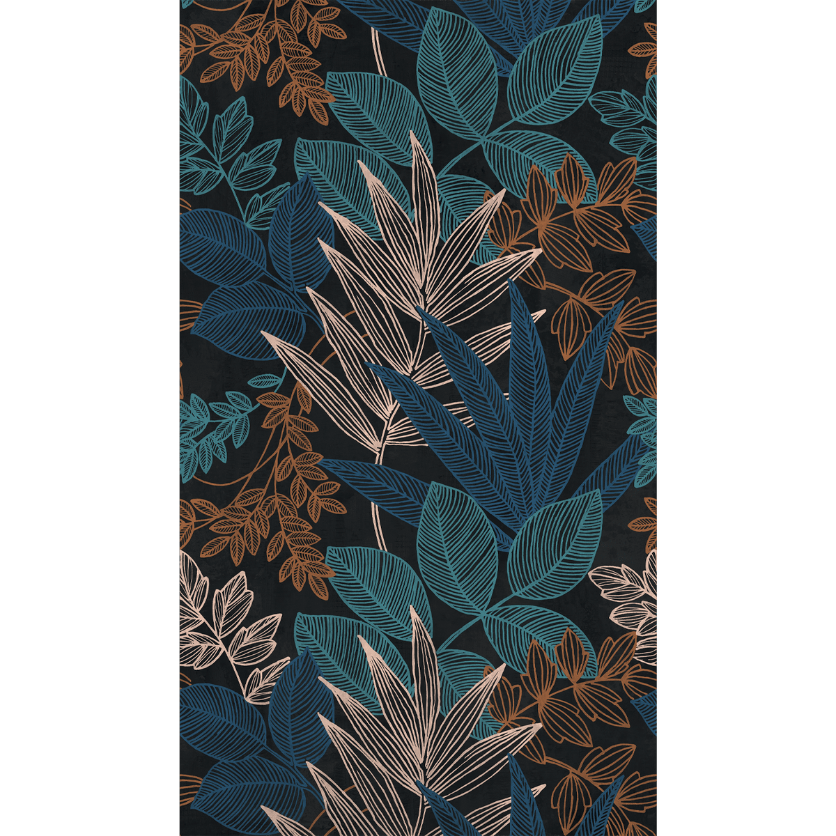 Papier peint panoramique L Mahana Bleu et noir Satiné