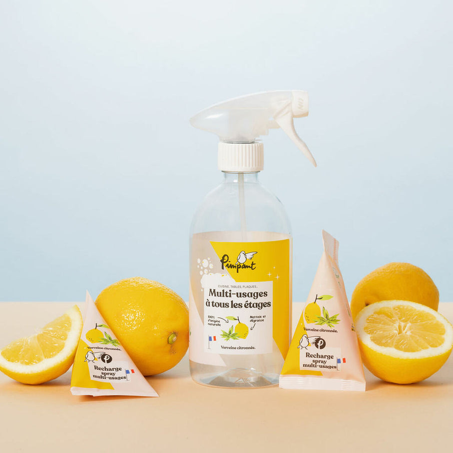 Bouteille spray nettoyant multi-usages et recharges de la marque Pimpant