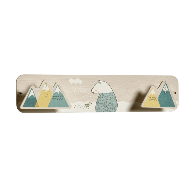 Lovely Tribu Patère WILD BEAR coloris vert sapin et ocre