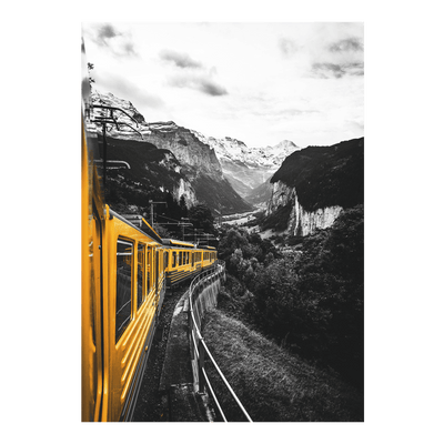Tableau en verre Yellow train Noir et jaune
