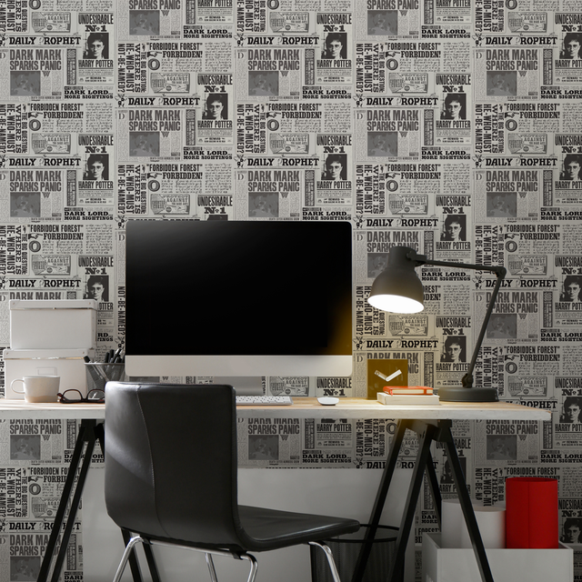 Papier peint intissé HARRY POTTER LA GAZETTE DU SORCIER noir