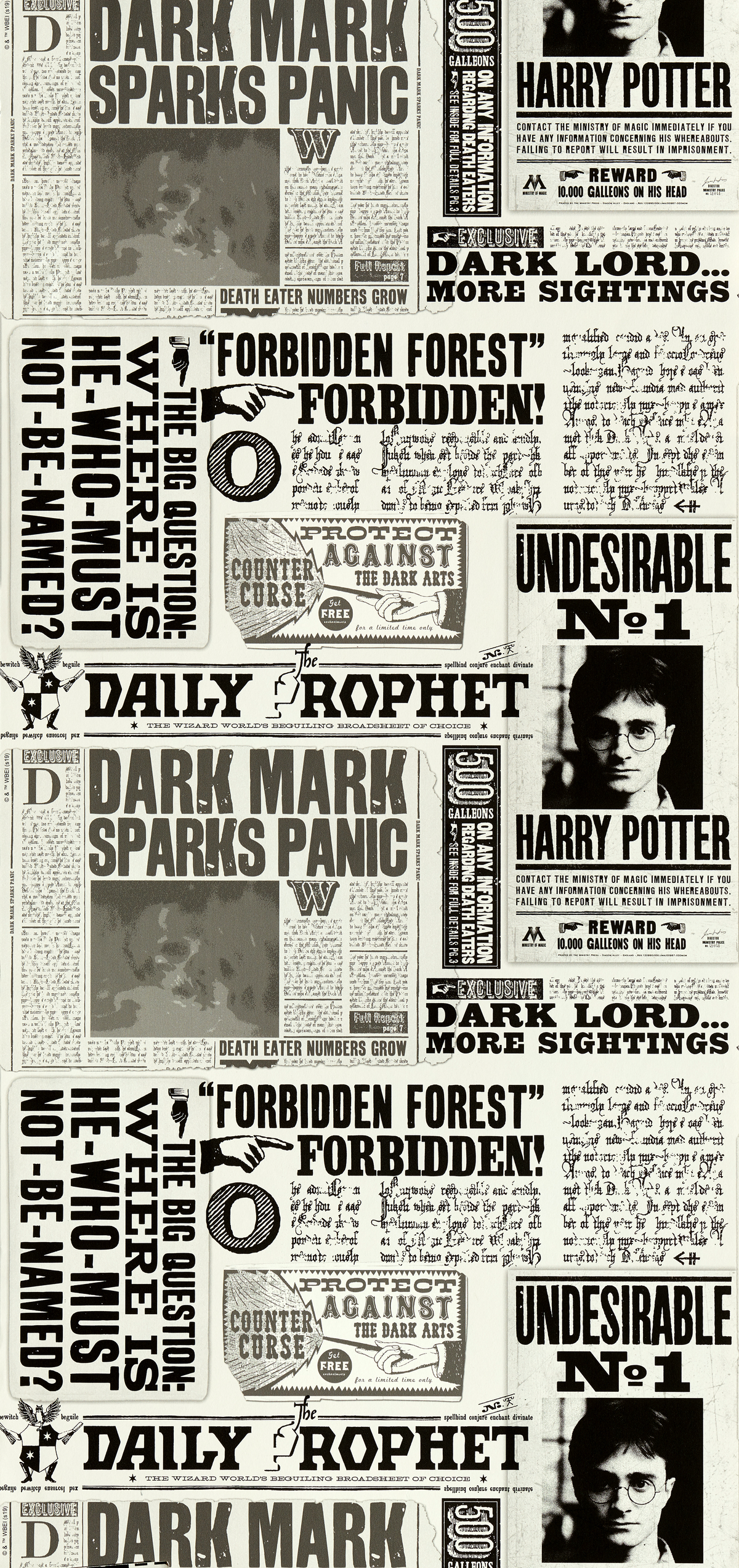 Papier peint intissé Harry potter la gazette du sorcier Noir