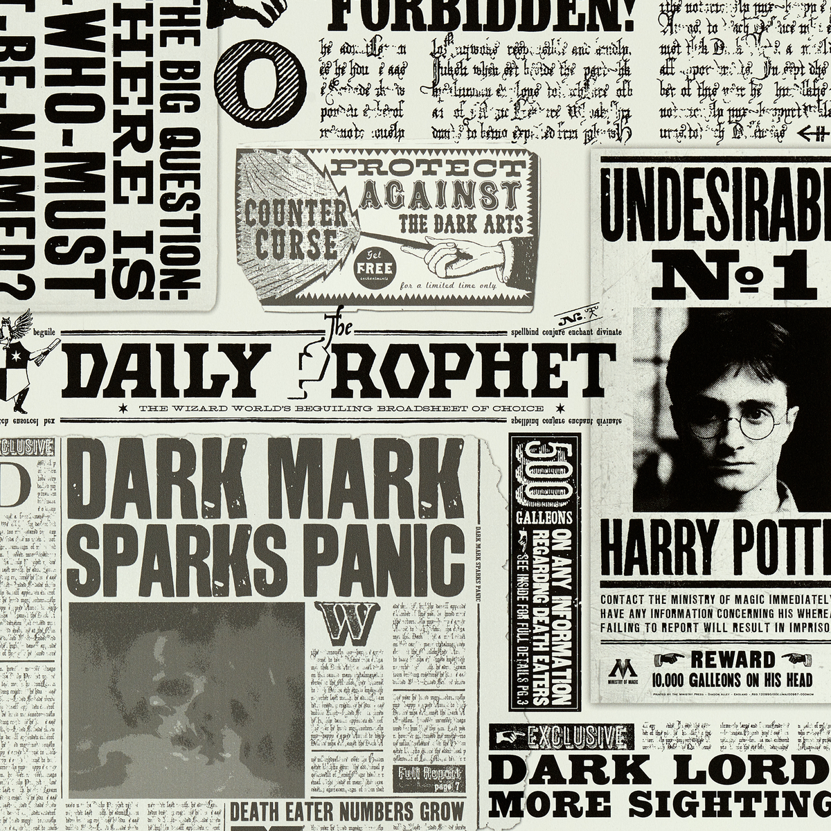 Papier peint intissé Harry potter la gazette du sorcier Noir