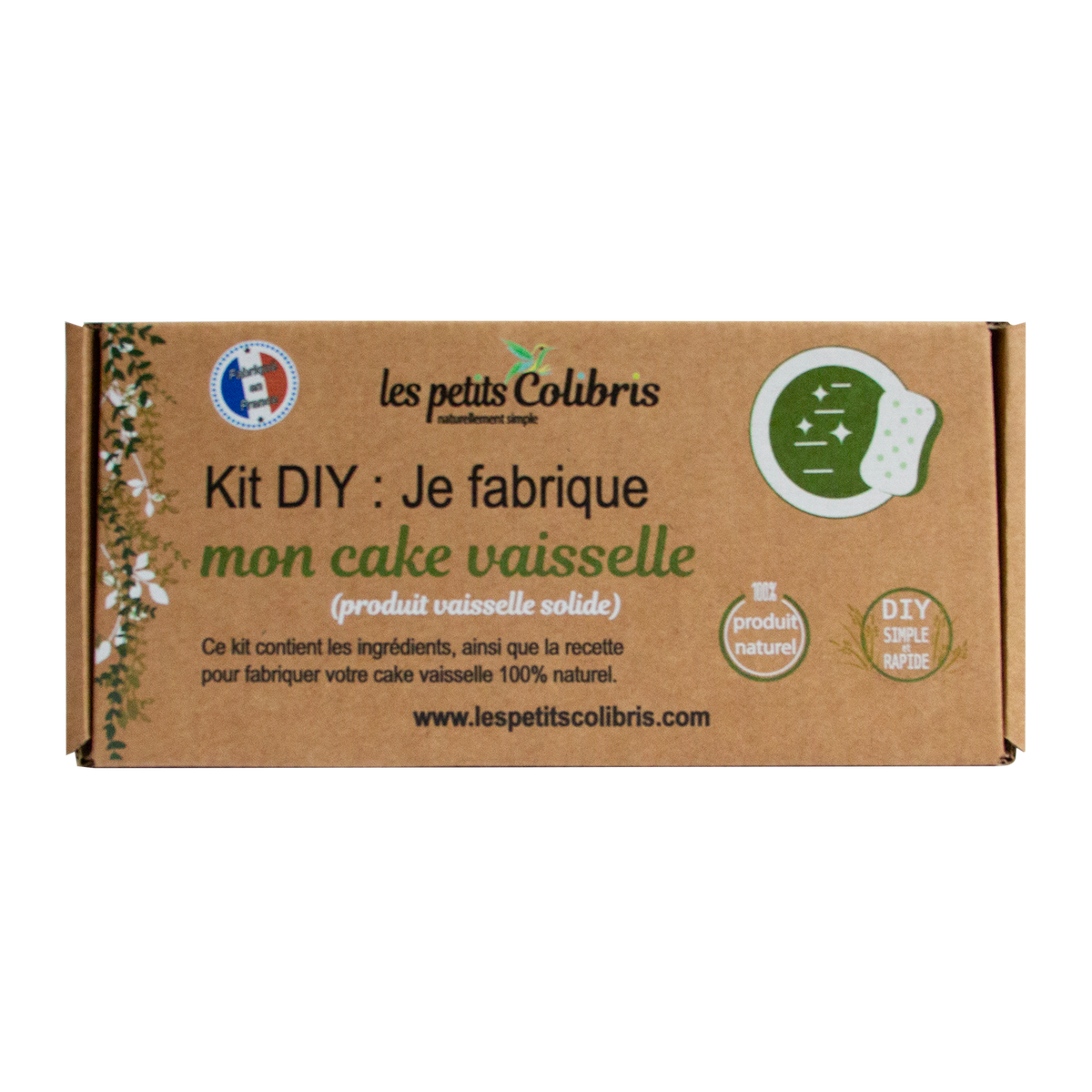 LES PETITS COLIBRIS Kit Diy cake vaisselle avec huile essentielle Brun