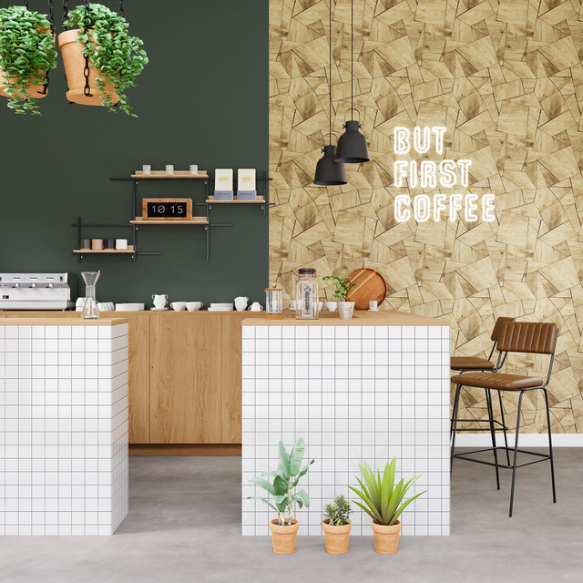 Papier peint intissé COLOMBO coloris bois miel