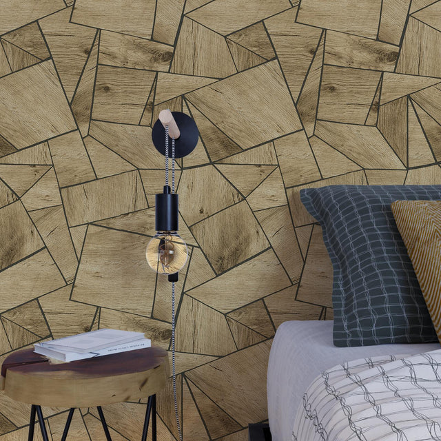 Papier peint intissé COLOMBO coloris bois miel