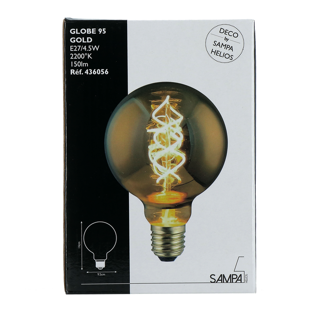 Ampoule LED GLOBE G95 GOLD E27 15W 1800K or 14 x 9,5 cm