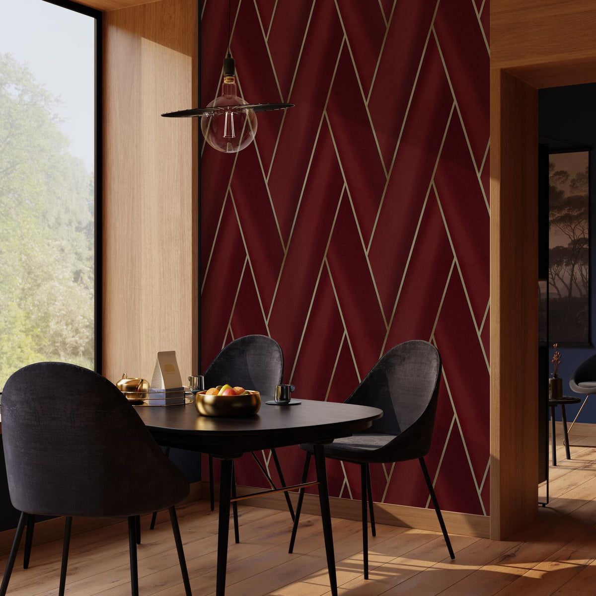 Papier peint intissé Piazza Lie de vin