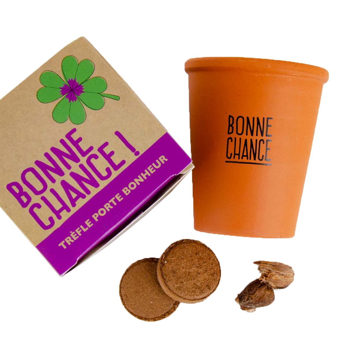 RADIS ET CAPUCINE Kit Message bonne chance - trèfle à 4 feuilles Brun